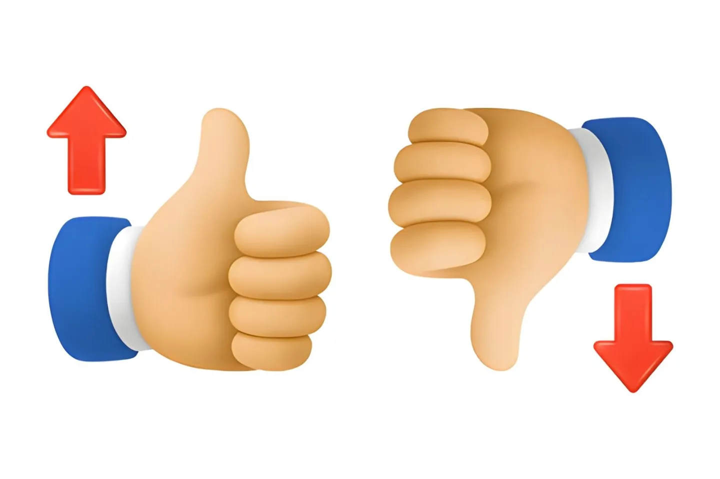 Thumbs up and thumbs down illustration representing audience engagement